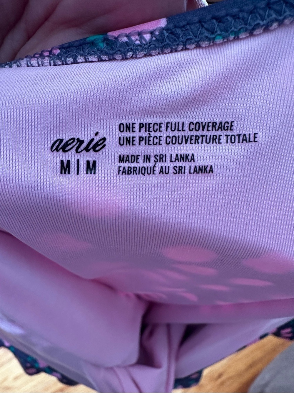 Aerie One Piece Swimsuit Medium Floral Ruffle V Neck Pink Green Bathing Suit - Picture 5 of 5